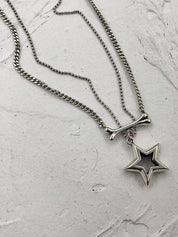 Double Layered Cutout Star Bone Charm Necklace