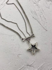 Double Layered Cutout Star Bone Charm Necklace