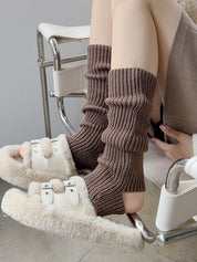 Solid Ribbed Cutout Leg Warmer