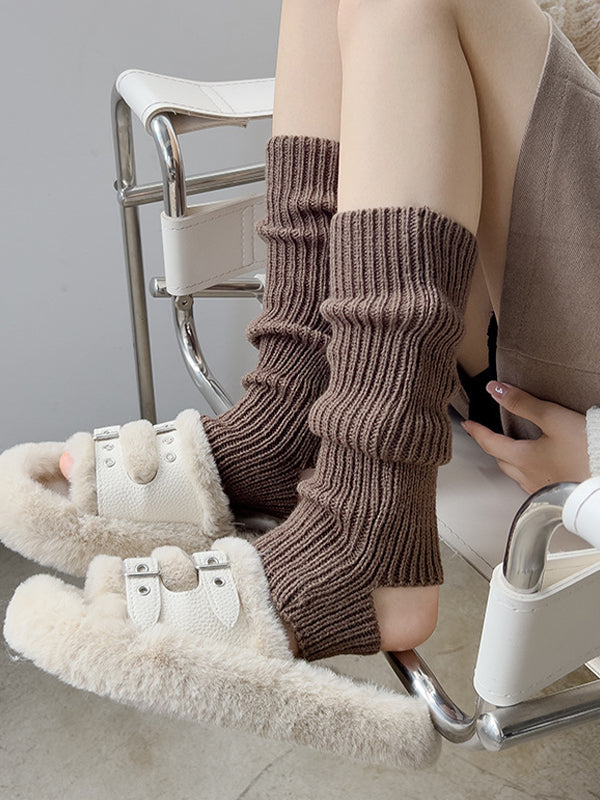 Solid Ribbed Cutout Leg Warmer