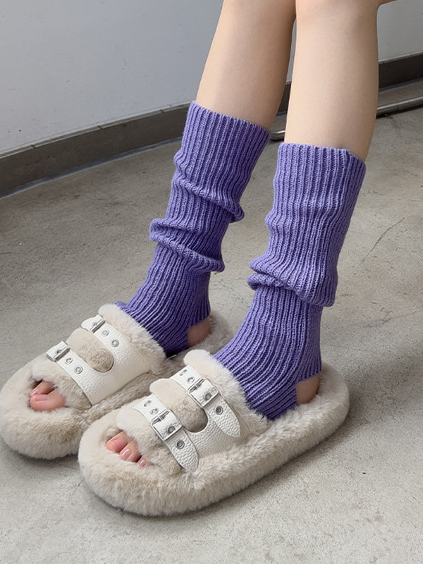 Solid Ribbed Cutout Leg Warmer