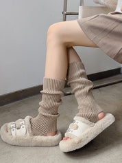 Solid Ribbed Cutout Leg Warmer