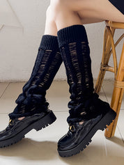 Solid Ripped Rolled Leg Warmer