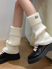 Preppy Letter Embroidery Print Leg Warmer