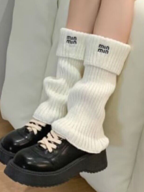 Preppy Letter Embroidery Print Leg Warmer