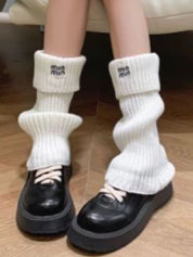 Preppy Letter Embroidery Print Leg Warmer
