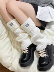 Preppy Letter Embroidery Print Leg Warmer