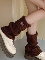 Preppy Letter Embroidery Print Leg Warmer