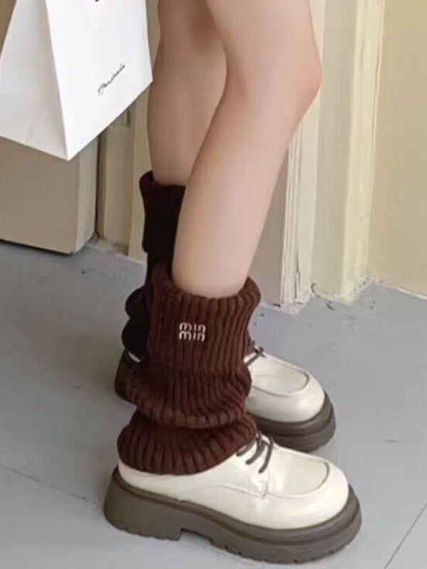 Preppy Letter Embroidery Print Leg Warmer