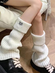 Preppy Letter Embroidery Print Leg Warmer
