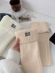 Preppy Letter Embroidery Print Leg Warmer