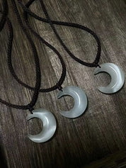 Moon Pendant Braided Rope Necklace