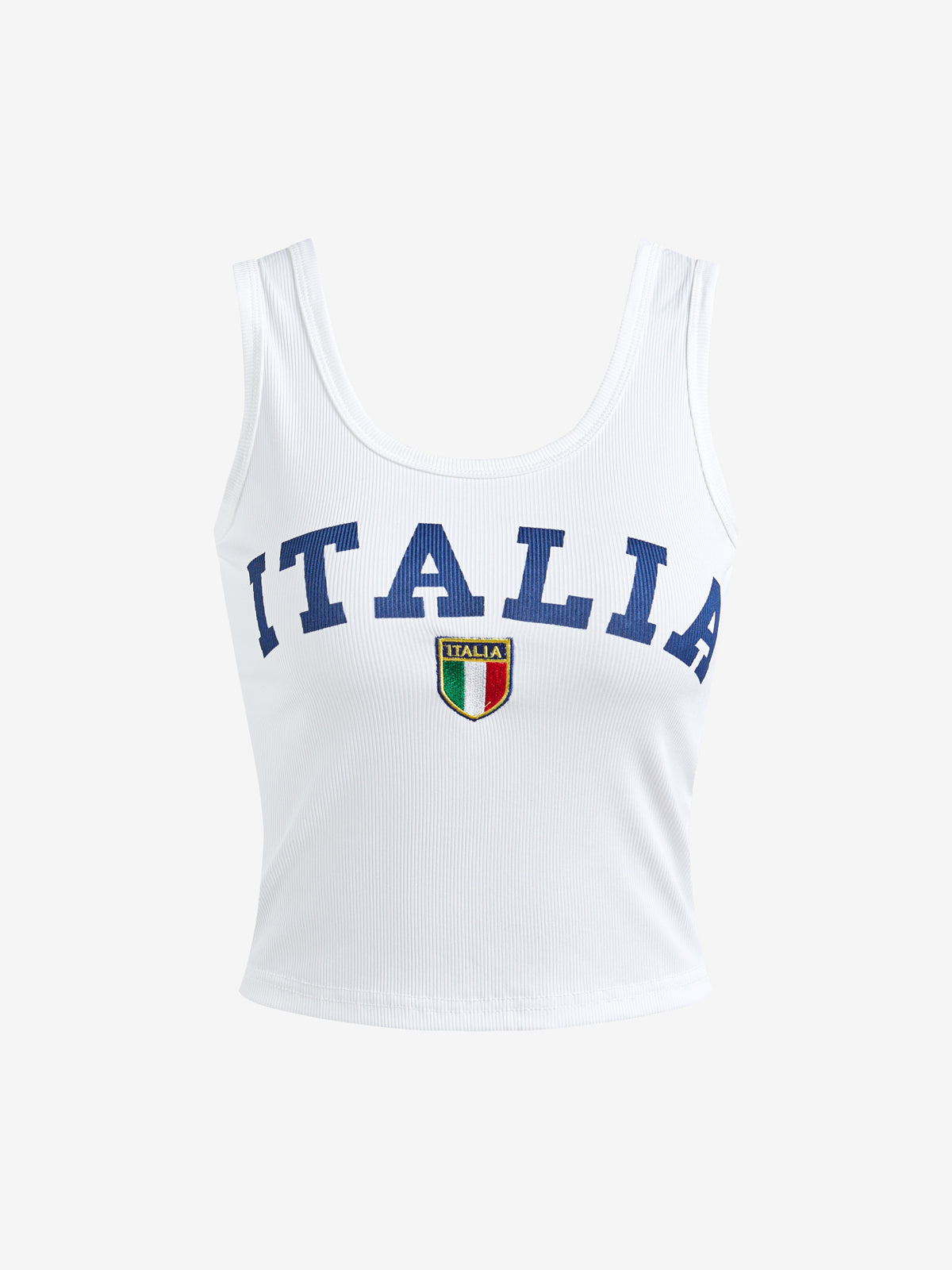 Letter Print Embroidery U Neck Tank Top