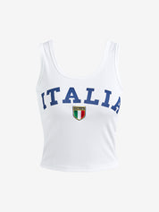Letter Print Embroidery U Neck Tank Top