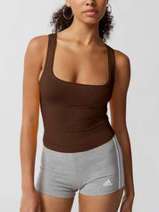 Solid U Neck Slim Tank Top