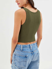 Solid U Neck Slim Tank Top