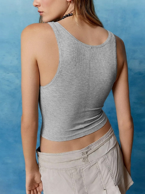 Solid U Neck Slim Tank Top
