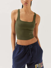 Solid U Neck Slim Tank Top