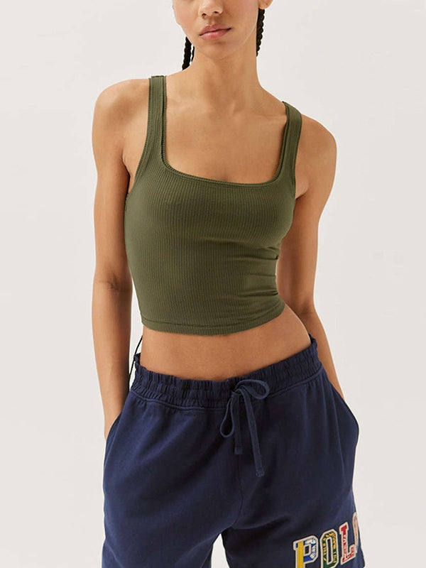 Solid U Neck Slim Tank Top