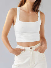 Solid U Neck Slim Tank Top