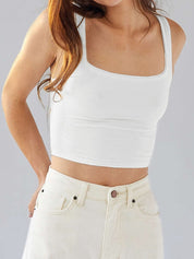 Solid U Neck Slim Tank Top