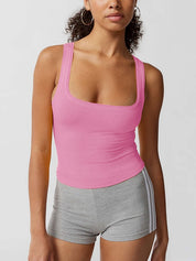 Solid U Neck Slim Tank Top