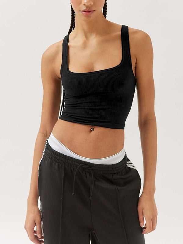 Solid U Neck Slim Tank Top