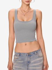 Solid U Neck Slim Tank Top