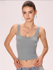 Solid U Neck Slim Tank Top