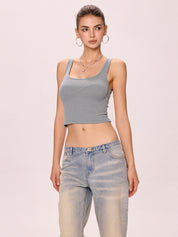 Solid U Neck Slim Tank Top