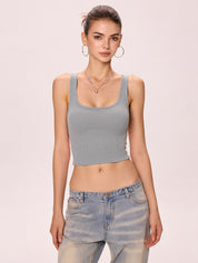 Solid U Neck Slim Tank Top