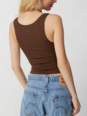Solid U Neck Slim Tank Top