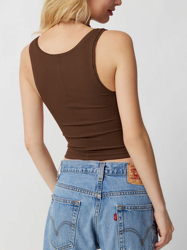 Solid U Neck Slim Tank Top