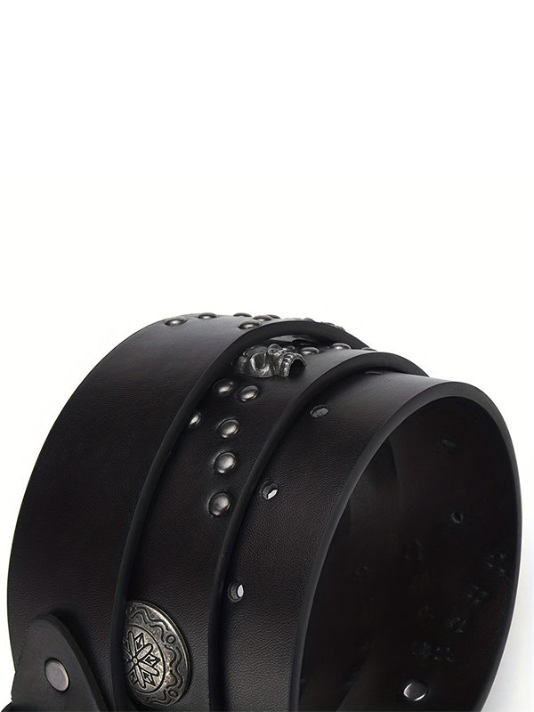 Punk Rivet Distressed Cutout Buckle Belt