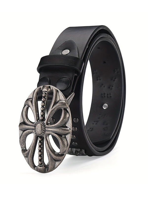 Punk Rivet Distressed Cutout Buckle Belt
