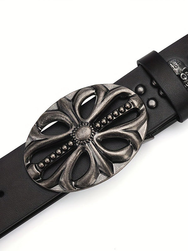 Punk Rivet Distressed Cutout Buckle Belt