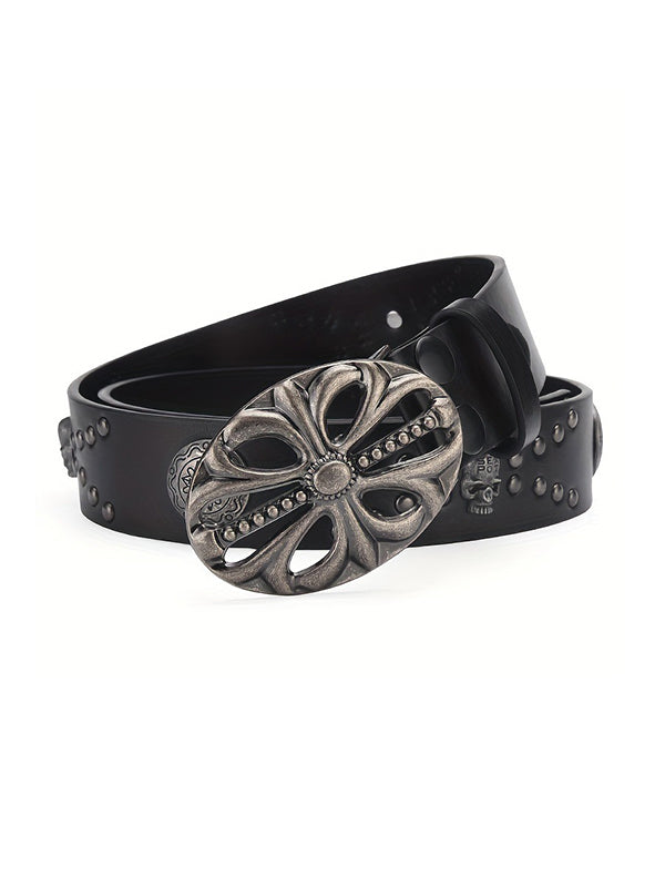 Punk Rivet Distressed Cutout Buckle Belt