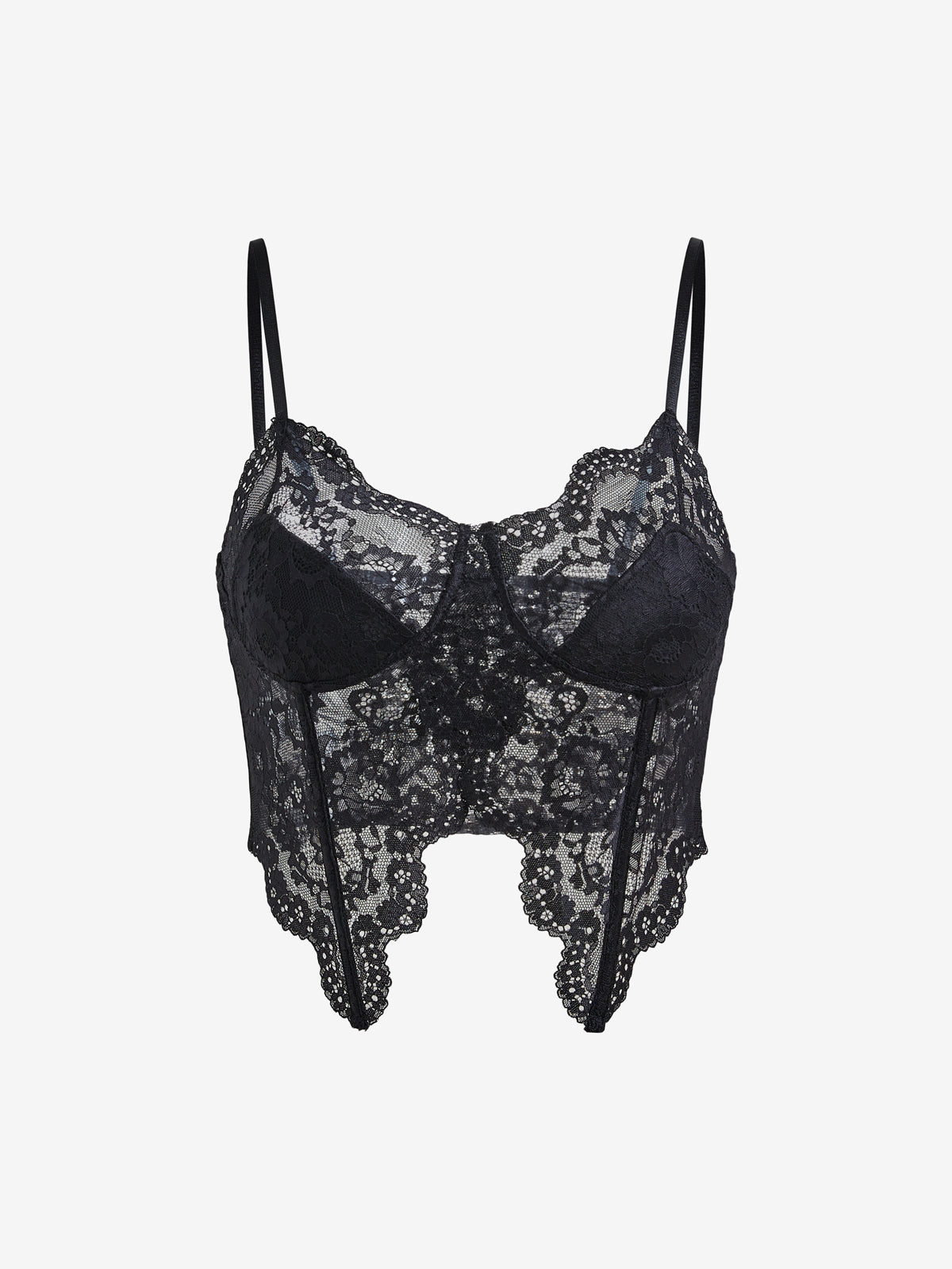 Lace V Neck Slit Corset Top