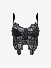Lace V Neck Slit Corset Top