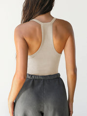 Solid V Neck Slim Knit Cami Top