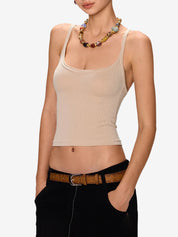 Solid V Neck Slim Knit Cami Top