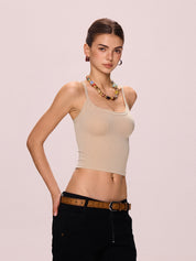 Solid V Neck Slim Knit Cami Top