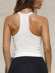 Solid V Neck Slim Knit Cami Top