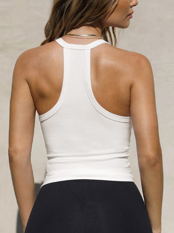 Solid V Neck Slim Knit Cami Top