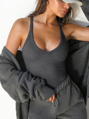Solid V Neck Slim Knit Cami Top
