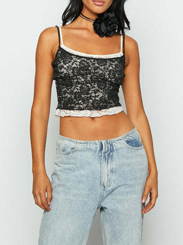 Fake Two Piece Lace Cami Top