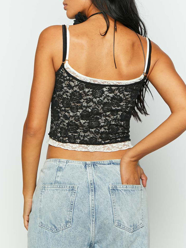 Fake Two Piece Lace Cami Top