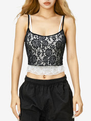 Fake Two Piece Lace Cami Top