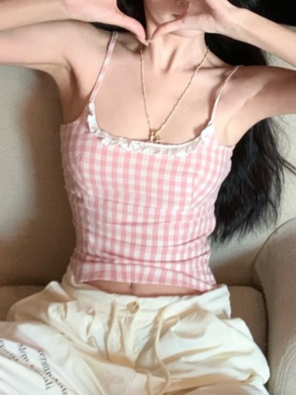 Plaid Print Cami Top