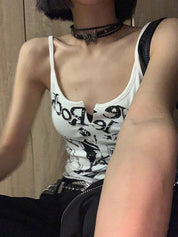Graffiti Print Notched Neck Cami Top
